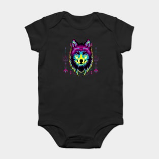 wolf popart head Baby Bodysuit